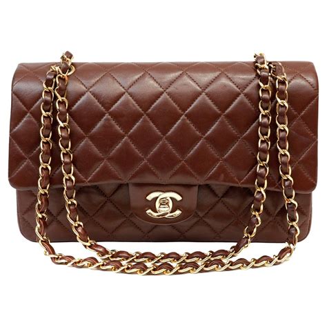 chanel brown vintage small classic double flap bag